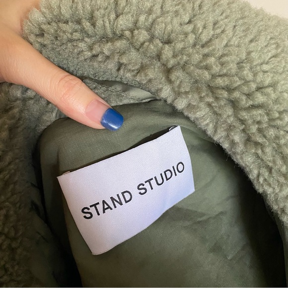 Stand Studio Sabi faux fur teddy sherpa jacket sage green - Picture 9 of 13